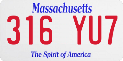 MA license plate 316YU7