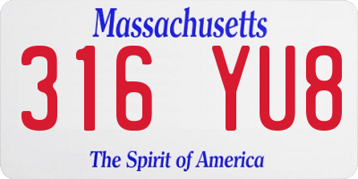 MA license plate 316YU8
