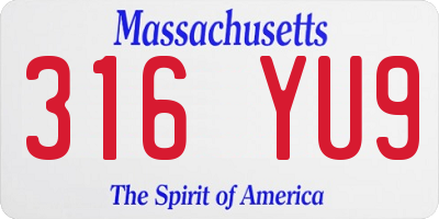MA license plate 316YU9