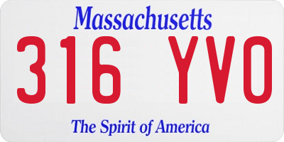 MA license plate 316YV0