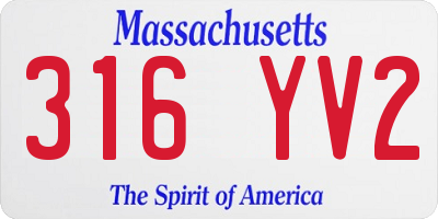 MA license plate 316YV2