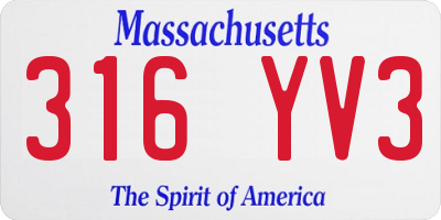 MA license plate 316YV3