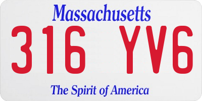 MA license plate 316YV6