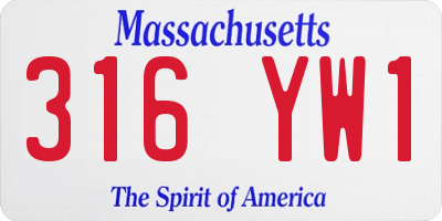 MA license plate 316YW1