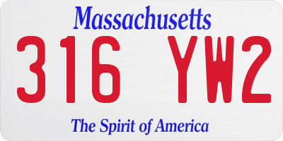 MA license plate 316YW2