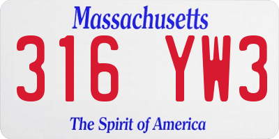 MA license plate 316YW3