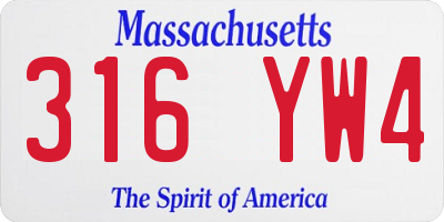 MA license plate 316YW4
