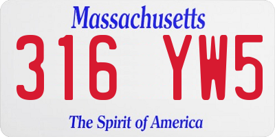 MA license plate 316YW5