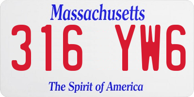 MA license plate 316YW6