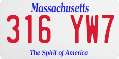 MA license plate 316YW7