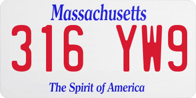 MA license plate 316YW9