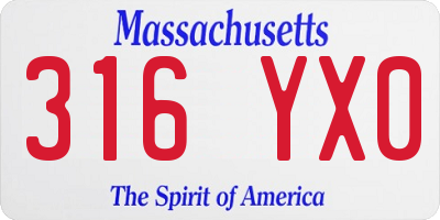 MA license plate 316YX0
