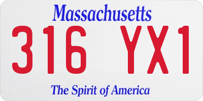 MA license plate 316YX1