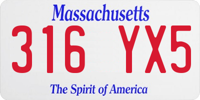 MA license plate 316YX5