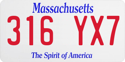 MA license plate 316YX7