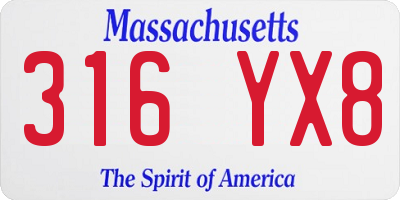MA license plate 316YX8