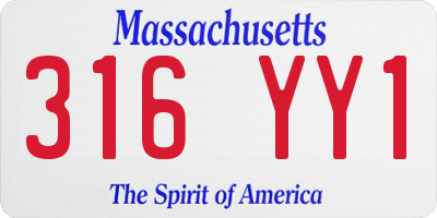 MA license plate 316YY1