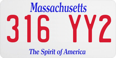 MA license plate 316YY2