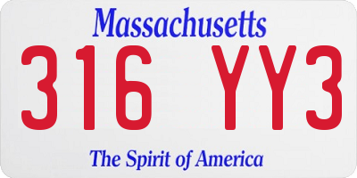 MA license plate 316YY3