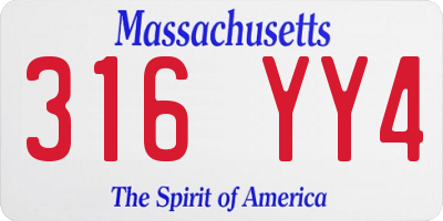 MA license plate 316YY4