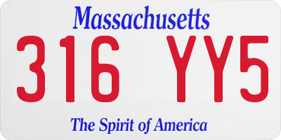 MA license plate 316YY5