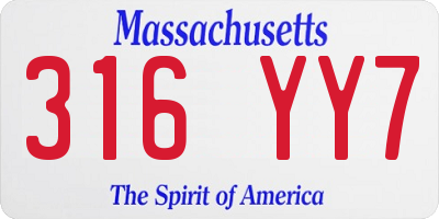 MA license plate 316YY7