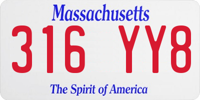 MA license plate 316YY8
