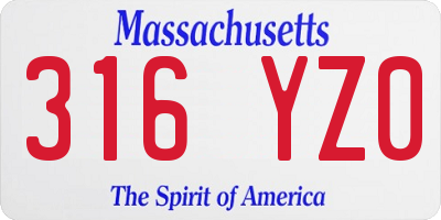 MA license plate 316YZ0