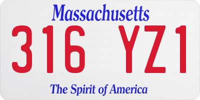 MA license plate 316YZ1