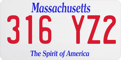 MA license plate 316YZ2