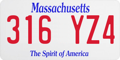 MA license plate 316YZ4