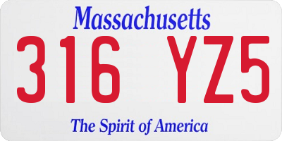 MA license plate 316YZ5