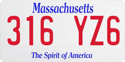 MA license plate 316YZ6