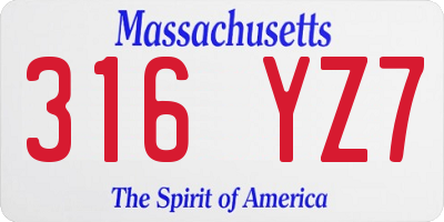 MA license plate 316YZ7