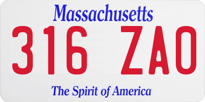 MA license plate 316ZA0