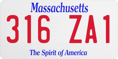 MA license plate 316ZA1