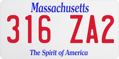 MA license plate 316ZA2