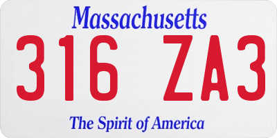 MA license plate 316ZA3