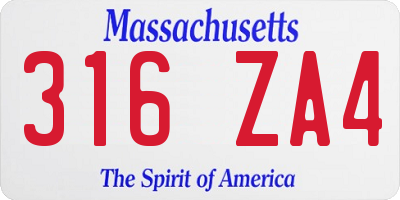 MA license plate 316ZA4