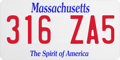 MA license plate 316ZA5