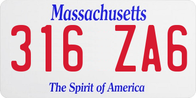 MA license plate 316ZA6