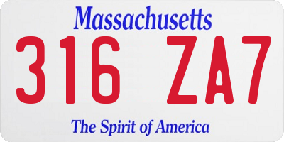 MA license plate 316ZA7