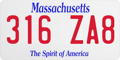 MA license plate 316ZA8