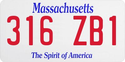 MA license plate 316ZB1