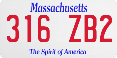 MA license plate 316ZB2