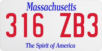 MA license plate 316ZB3