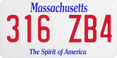 MA license plate 316ZB4