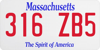 MA license plate 316ZB5