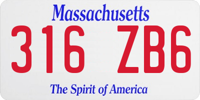 MA license plate 316ZB6
