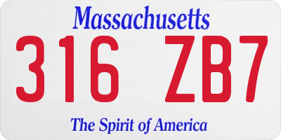 MA license plate 316ZB7